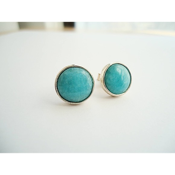 Amazonite Stud Earrings Handmade Jewelry - Picture 1 of 2